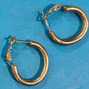 1980s/1990s Vintage Brushed Gold Hoop Earrings